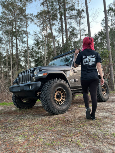 off-road graphic tee front — Just me and my low tire pressure against the…