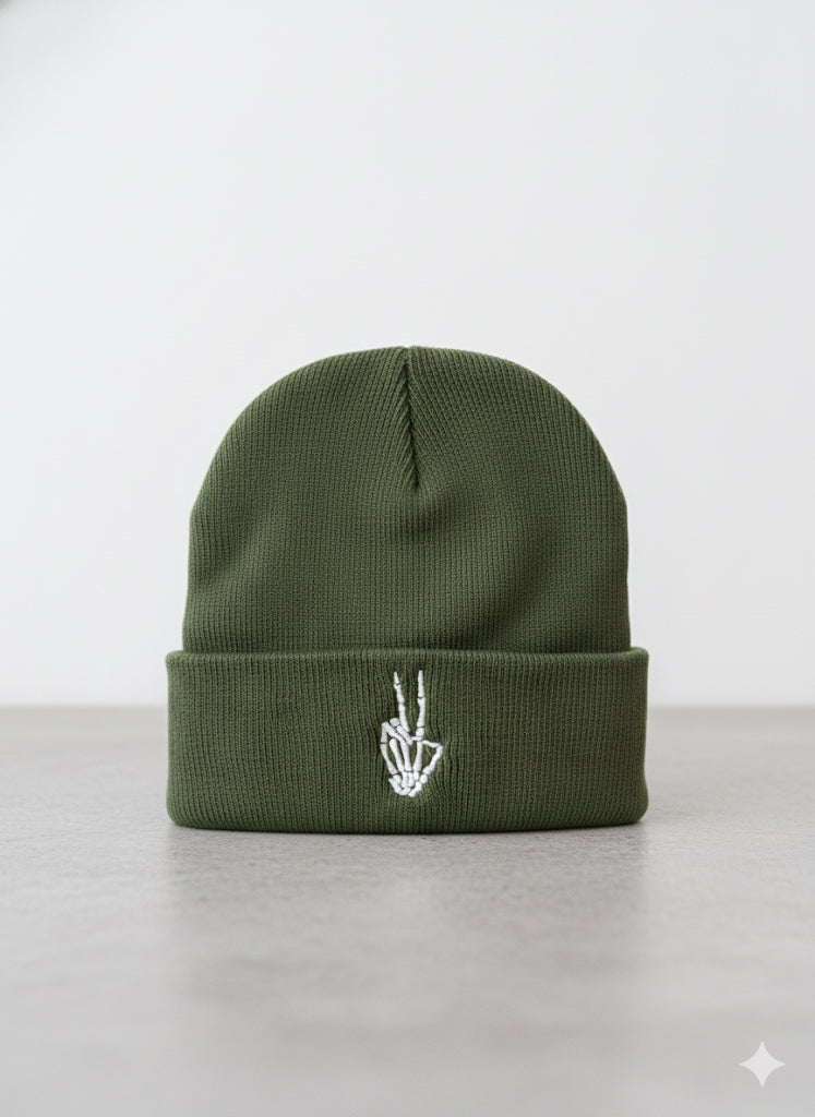 Peace and skellys beanie