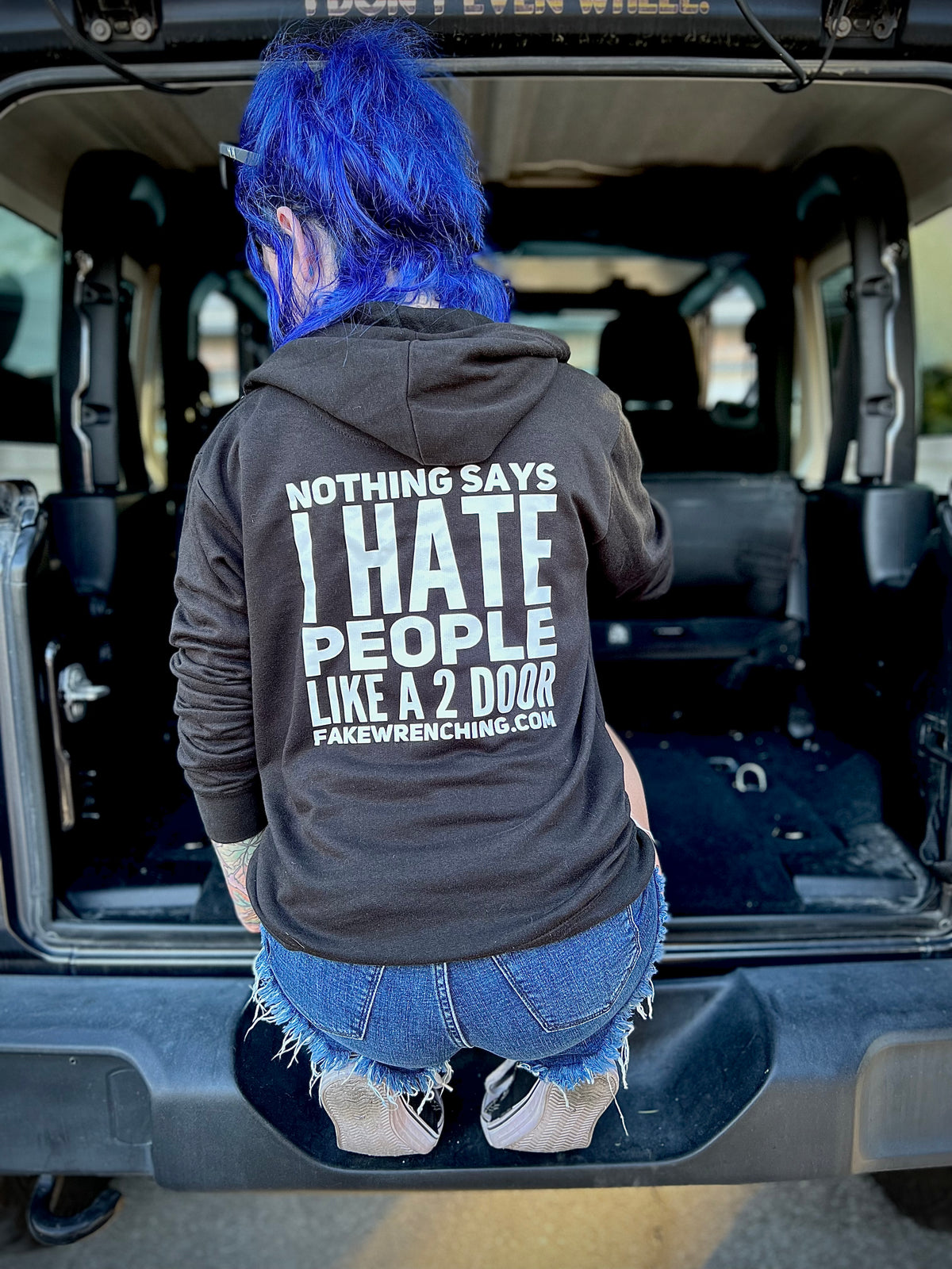 4x4 graphic hoodie product shot — Nothing says I hate people like a 2 door hoodie