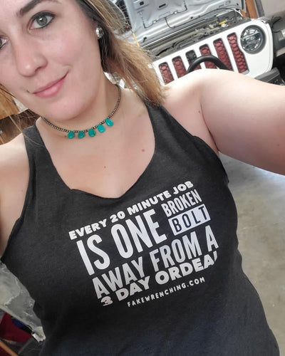 graphic tank top front — Broken Bolt Racerback Tank