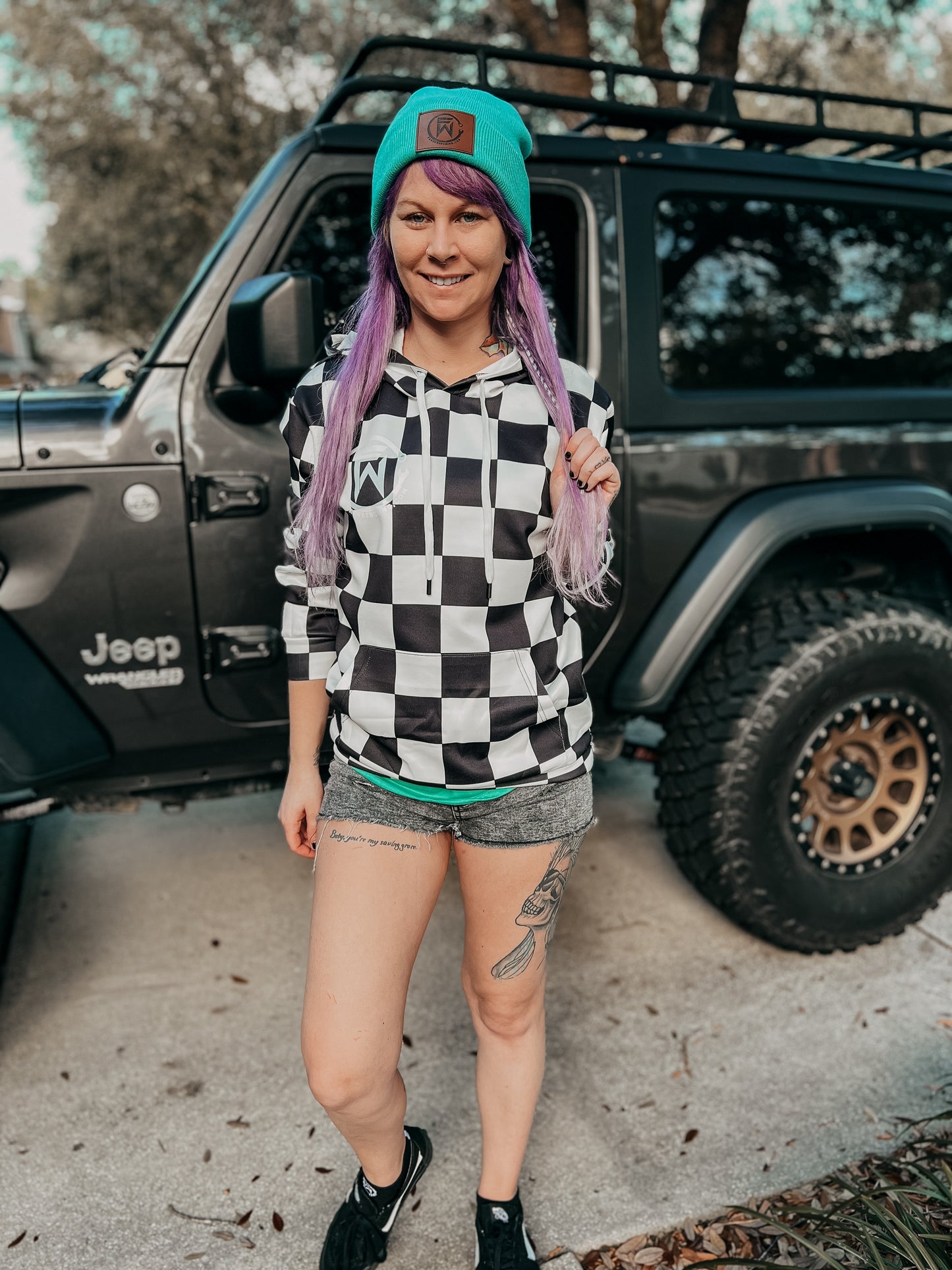 Black and white checkered hoodie