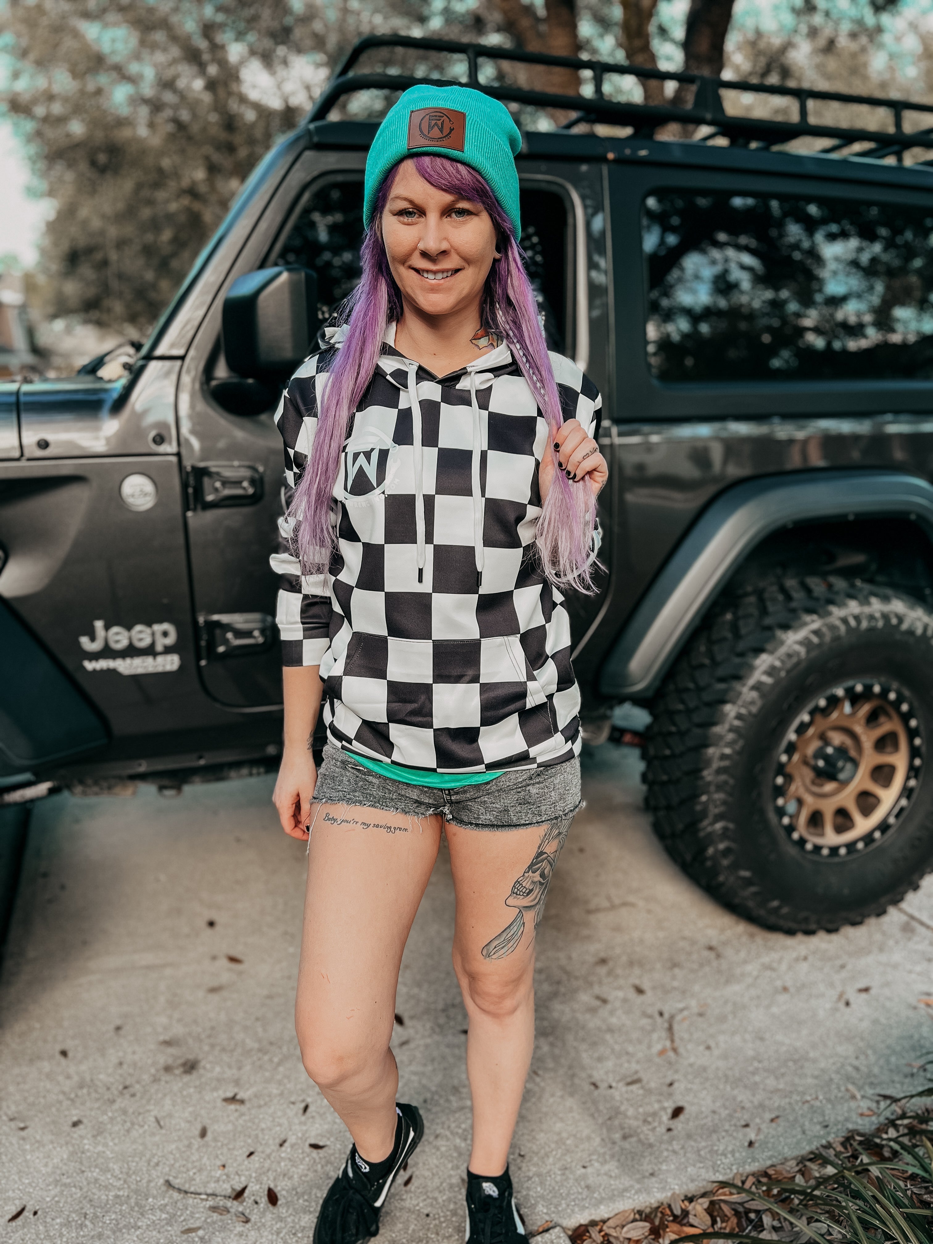 Black and white checkered hoodie