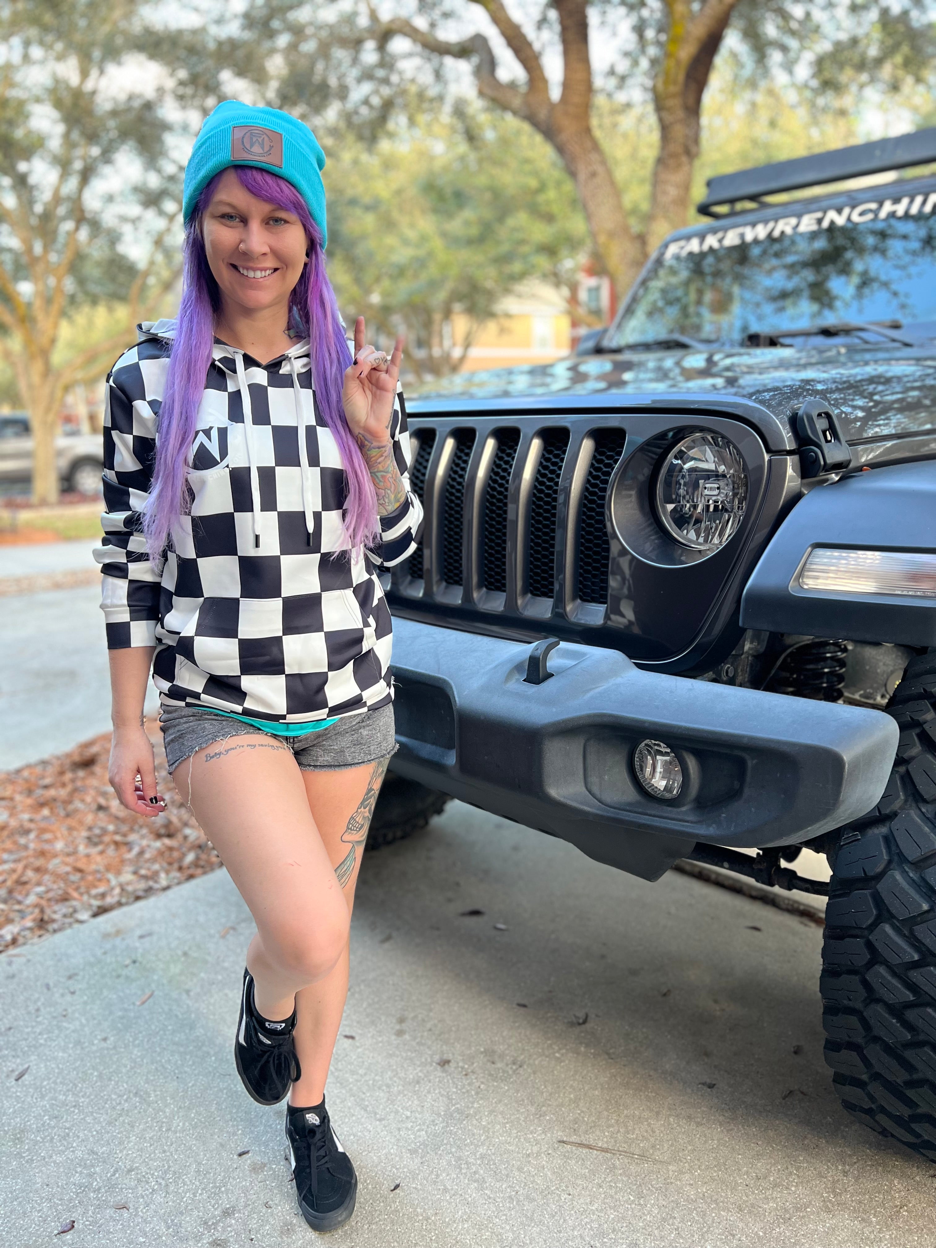 Black and white checkered hoodie