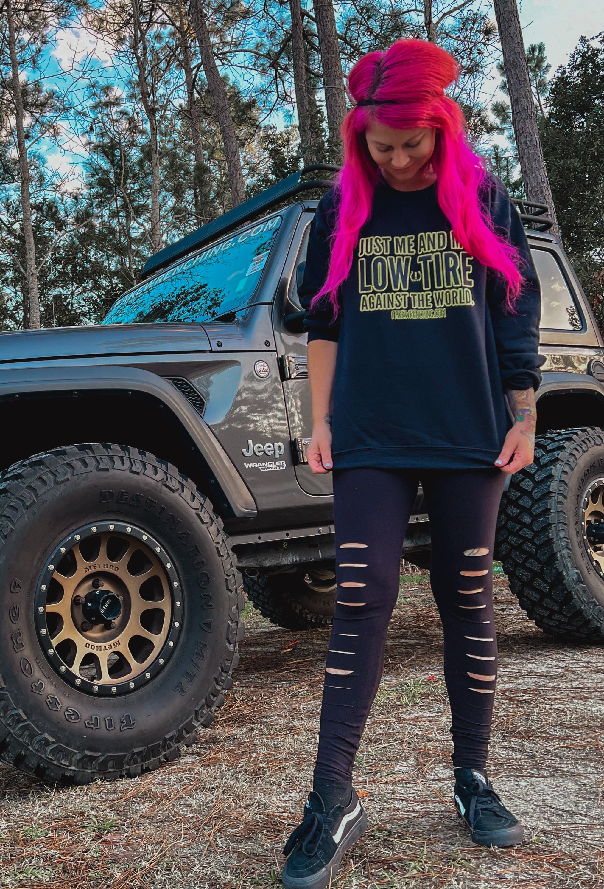 Just me and my low tire pressure against the world crewneck