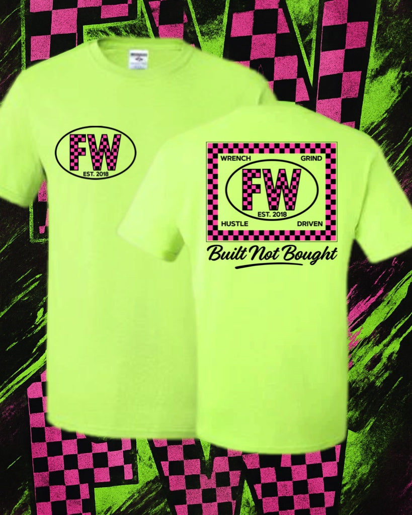 FW Checker Tee - Neon Pink