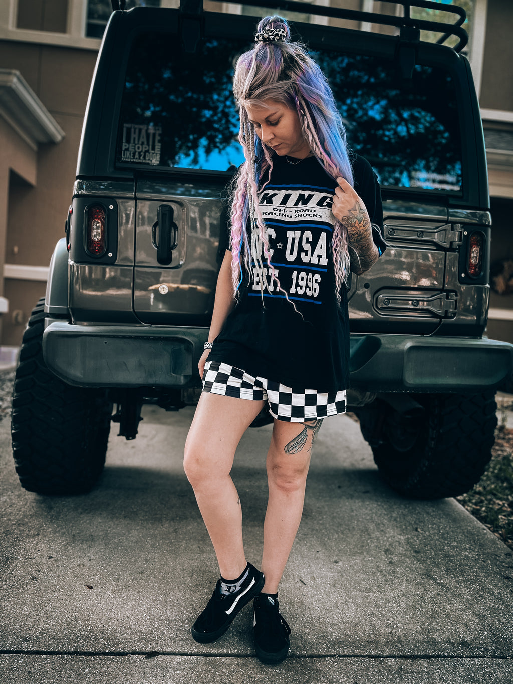 Checkered shorts with pockets