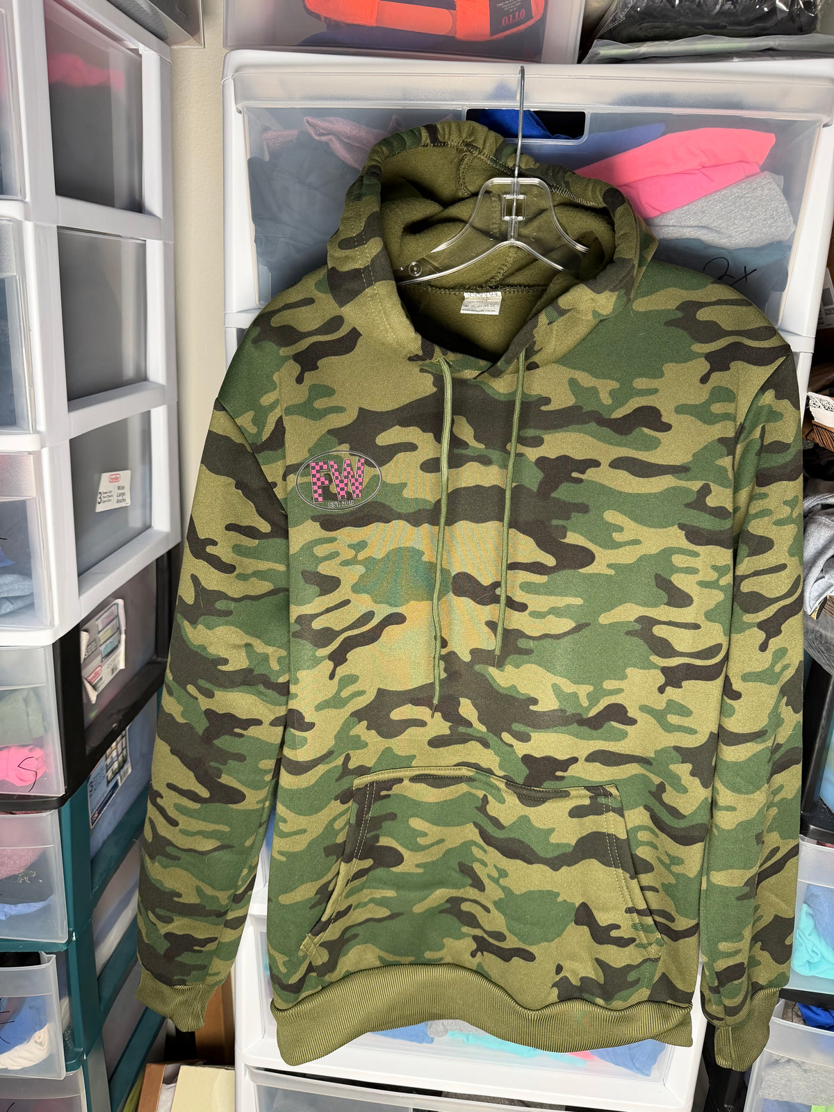 off-road hoodie front — Camo hoodie pink built not bought