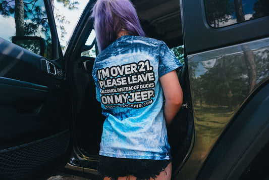 graphic tee front — I’m over 21 please leave alcohol instead of d…
