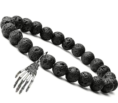 Lava Bead Skull Bracelet