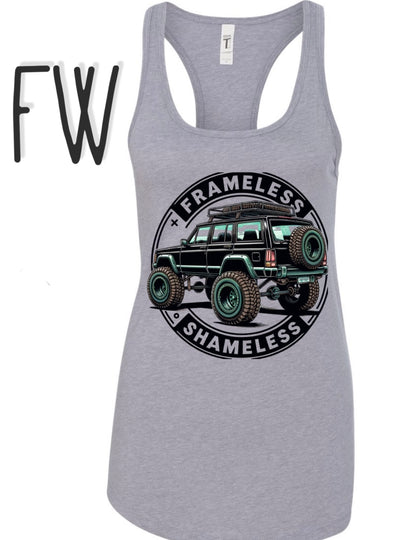 graphic tank top front — Shameless Racerback Tank