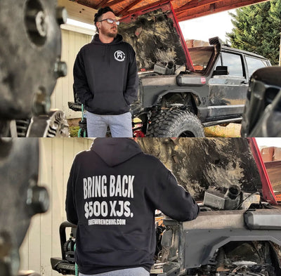 off-road hoodie front — $500 XJ Hoodie