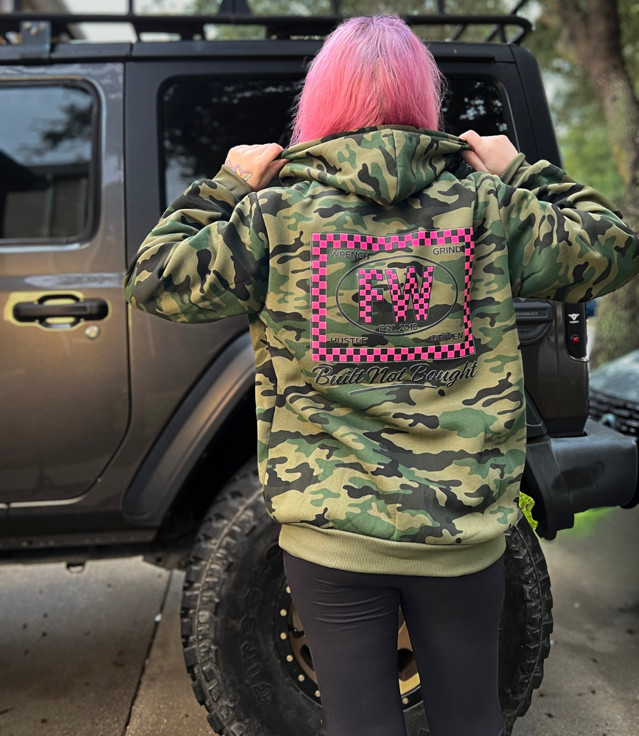 Built not bought camo hoodie