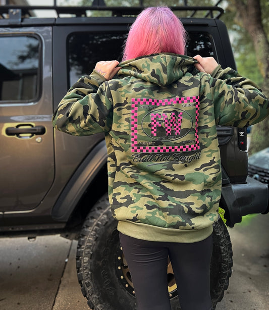 Built not bought camo hoodie
