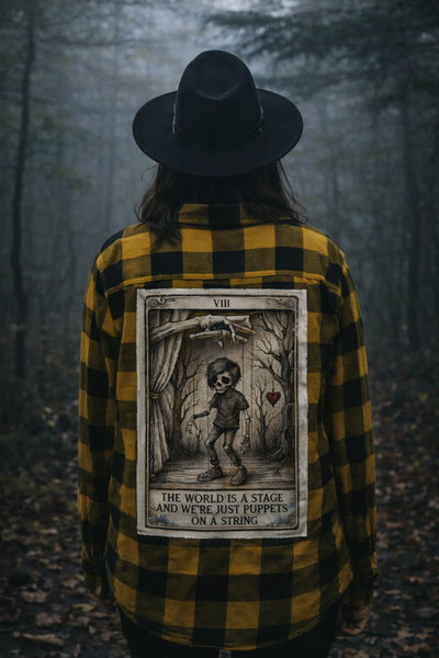 punk flannel shirt front — The world is a stage flannel