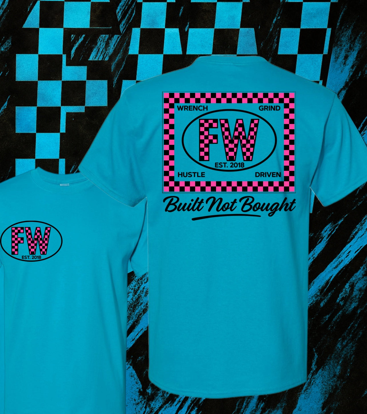 FW Checker Tee - Neon Pink