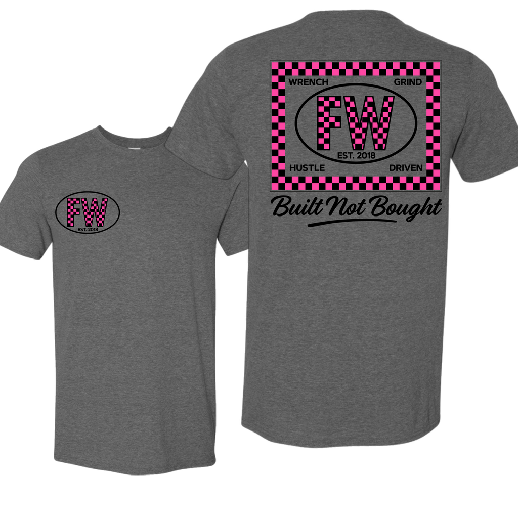 FW Checker Tee - Neon Pink