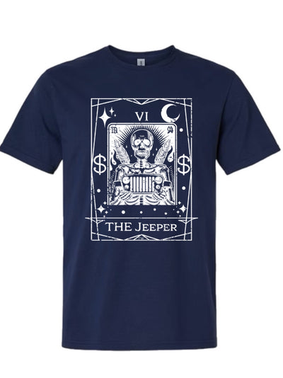 punk graphic tee front — The Jeeper Tarot card shirt