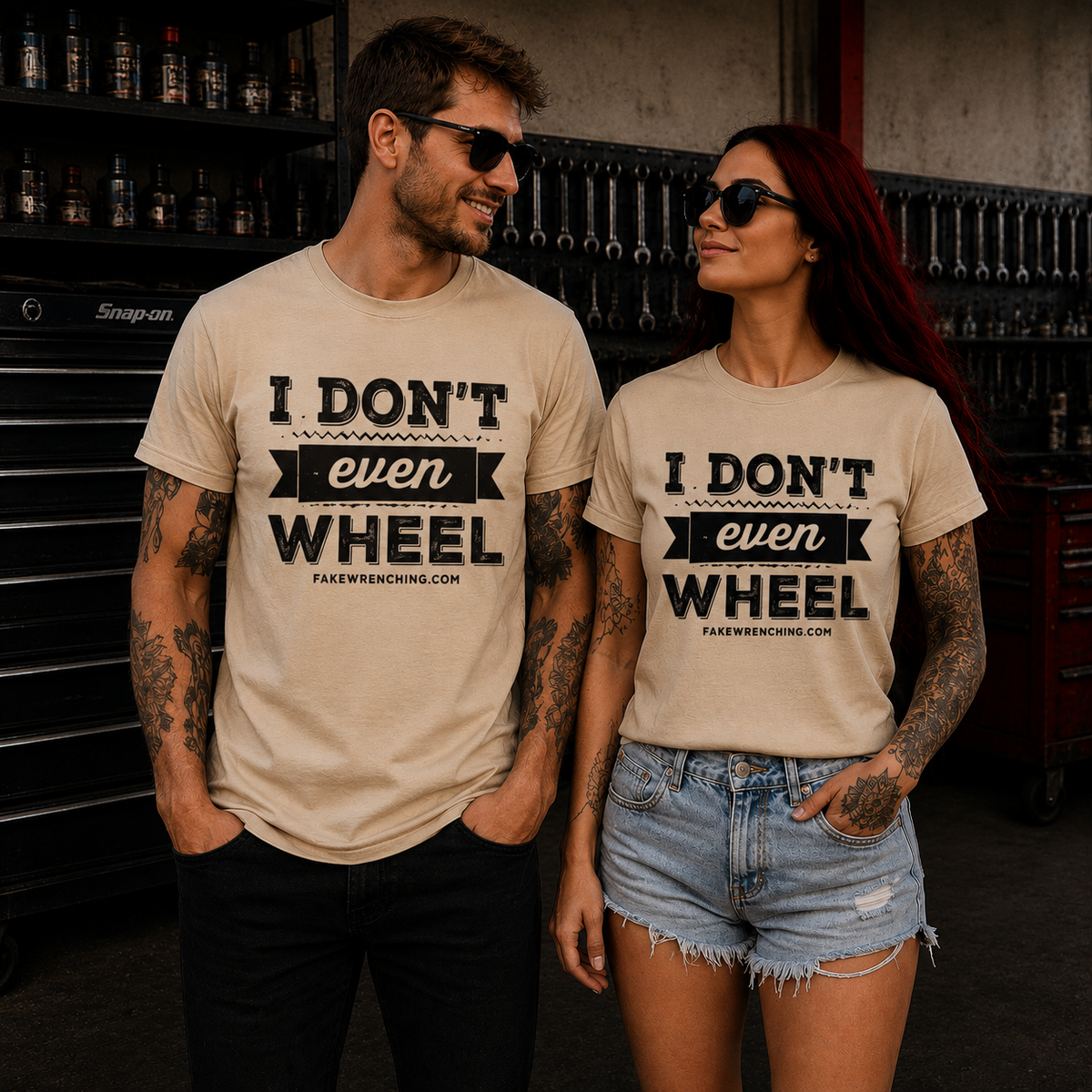 off-road graphic tee front — I Don't Even Wheel Shirt
