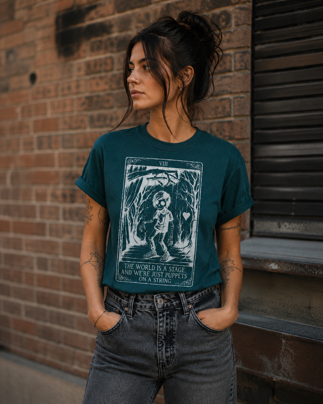 t-shirt back — The world is a stage shirt