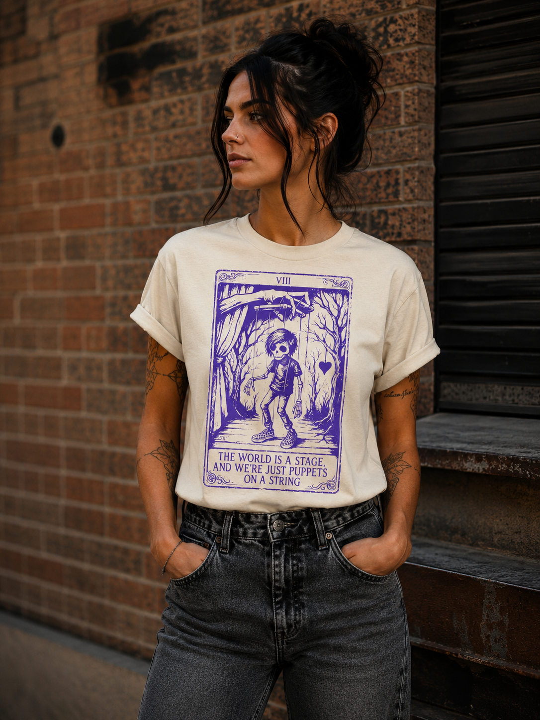 t-shirt detail — The world is a stage shirt