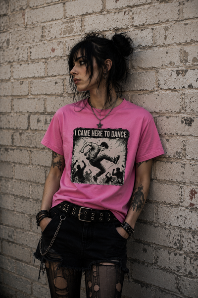 punk graphic tee front — I came to dance unisex shirt