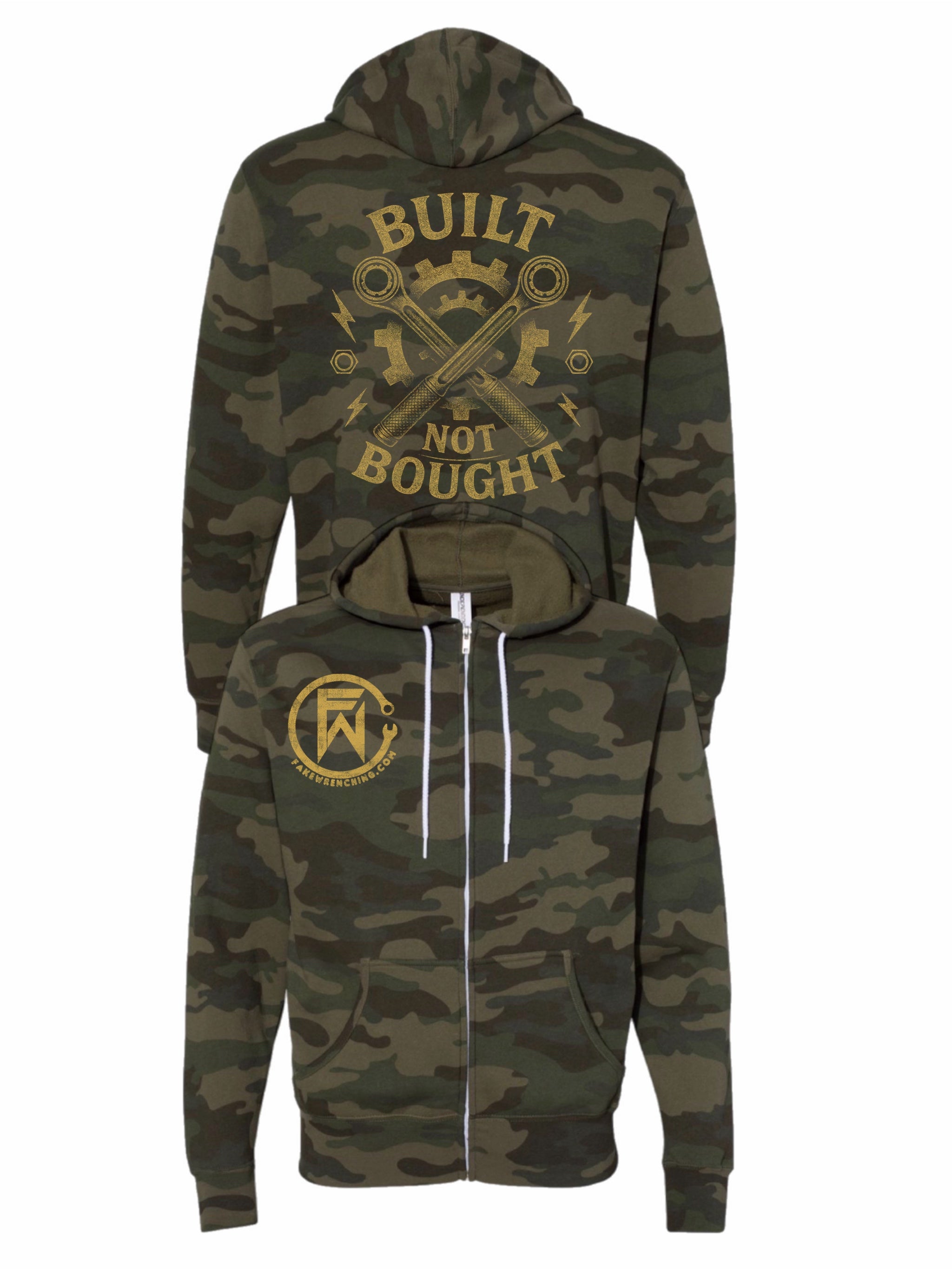 Built not bought camo zip up hoodie