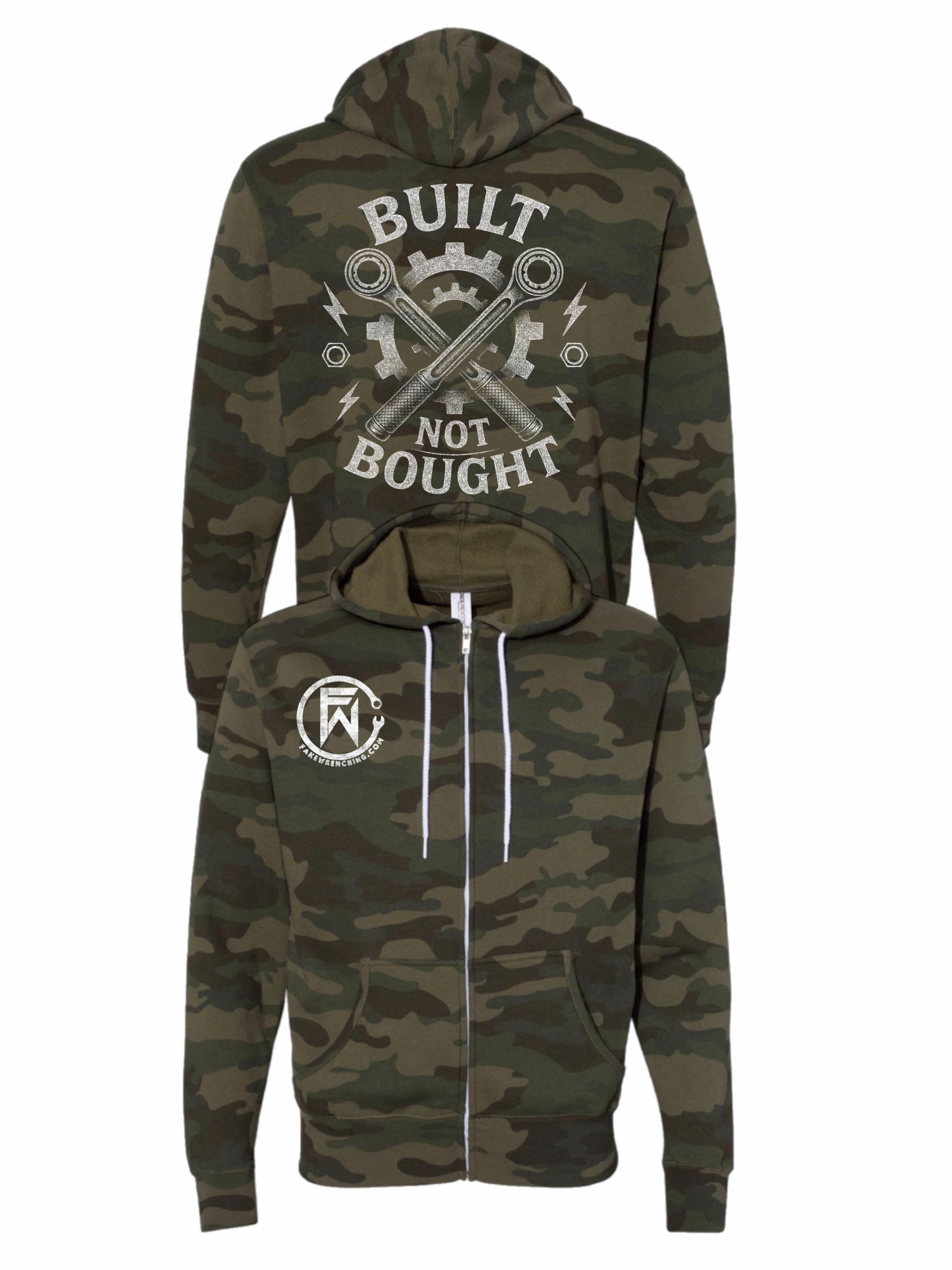 Built not bought camo zip up hoodie