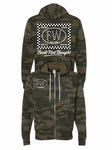 FW Checker Design Zip up Camo hoodie