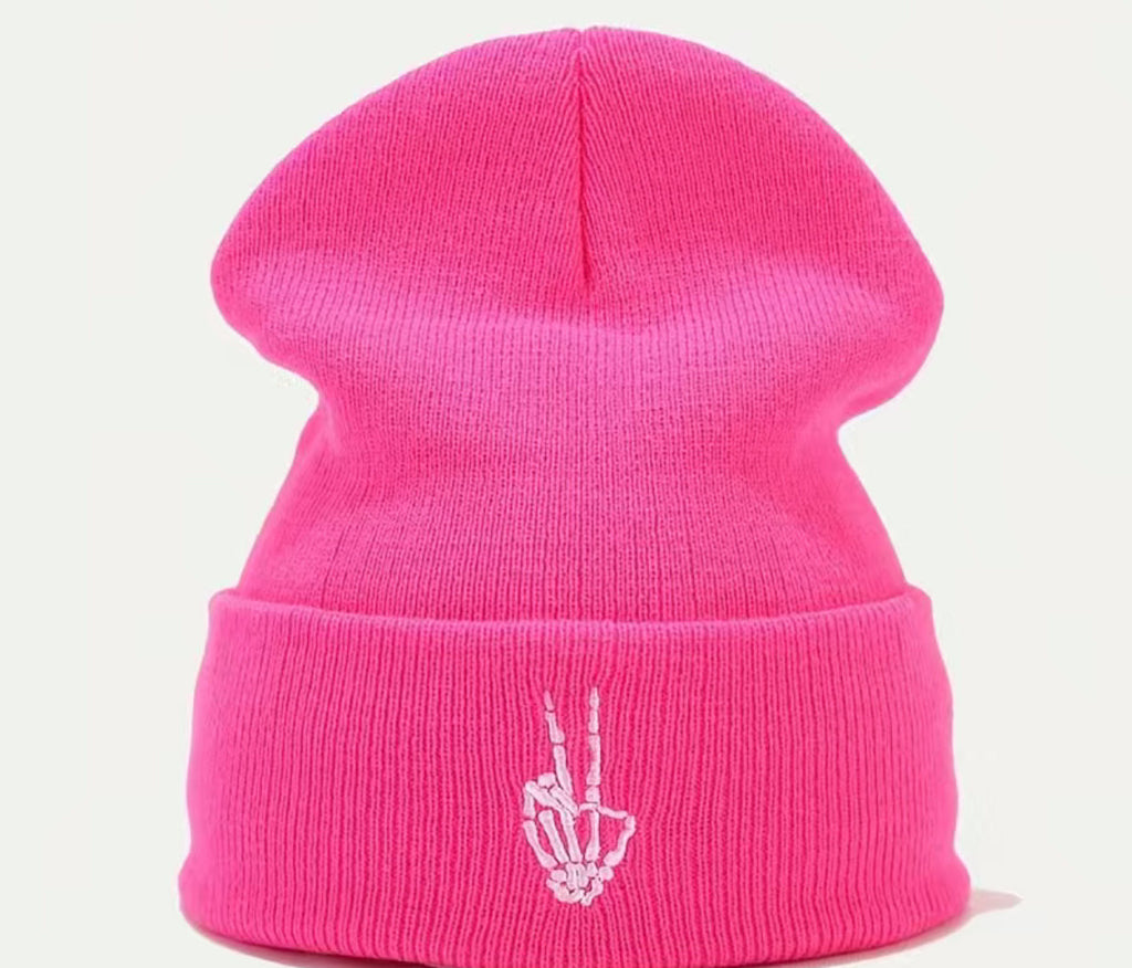 Peace and skellys beanie