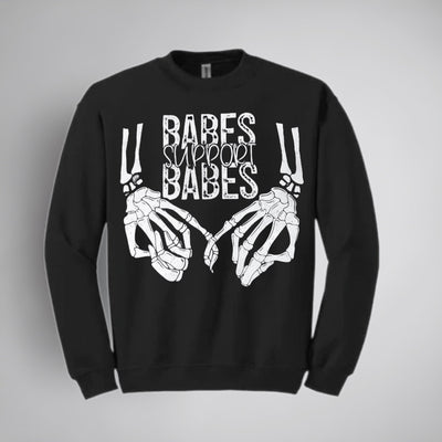graphic crewneck product shot — Babes Support Babes Crewnecks