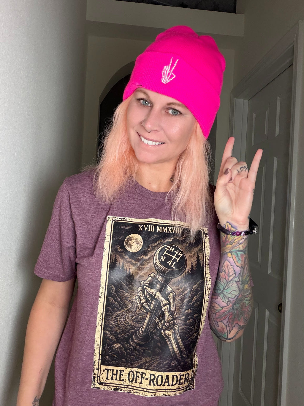 Peace and skellys beanie