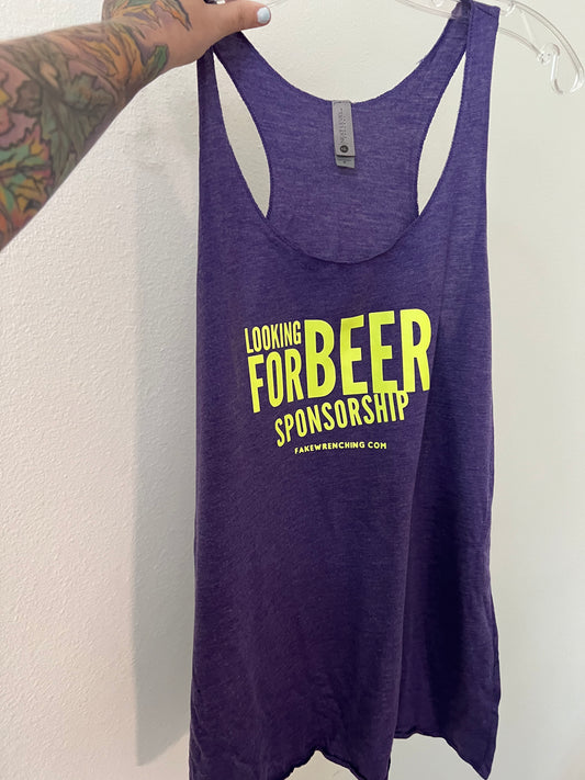 Baggy racerback beer sponsor tank