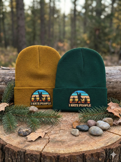 graphic hat front — I hate people beanie