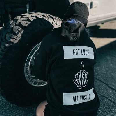 4x4 graphic hoodie product shot — Not Luck All Hustle Hoodie