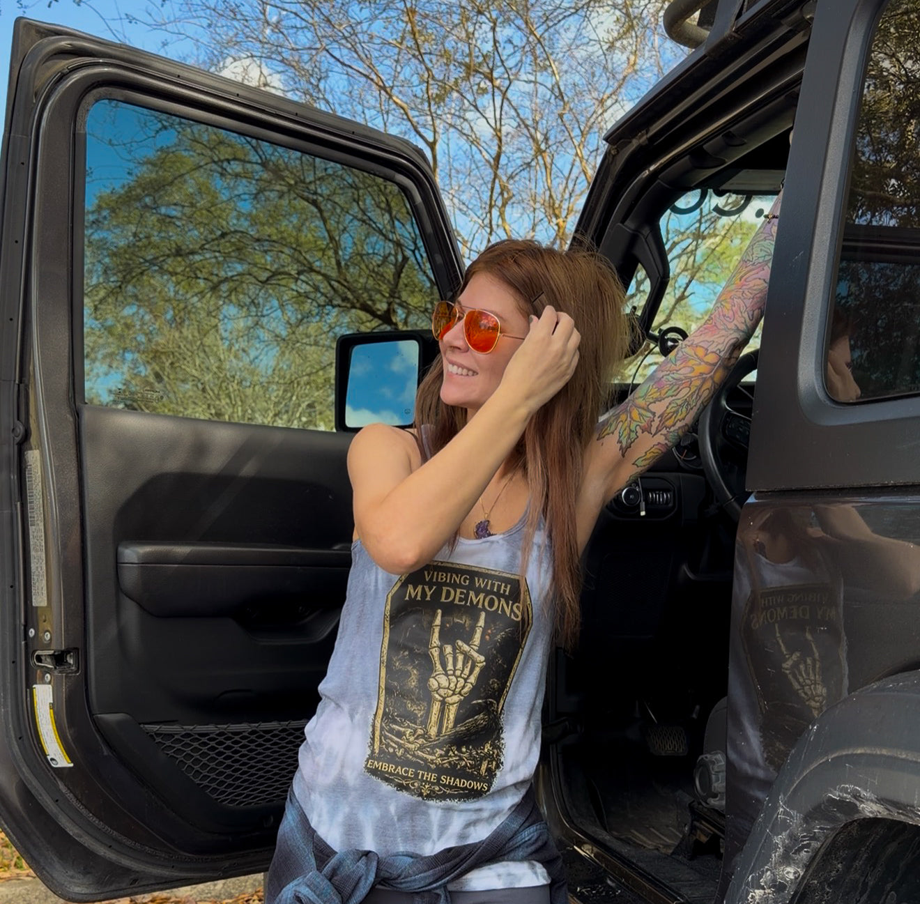 Vibing with my demons tie dye tank