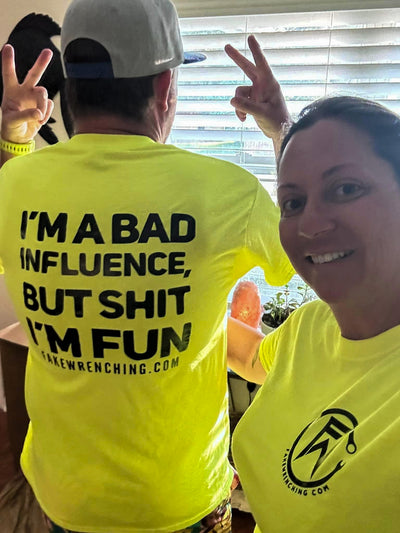 handmade apparel front — Neon yellow bad influence