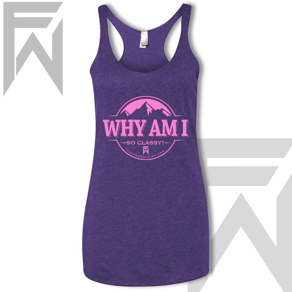 pink purple top view 9 — Why Am I So Classy - Racerback Tank