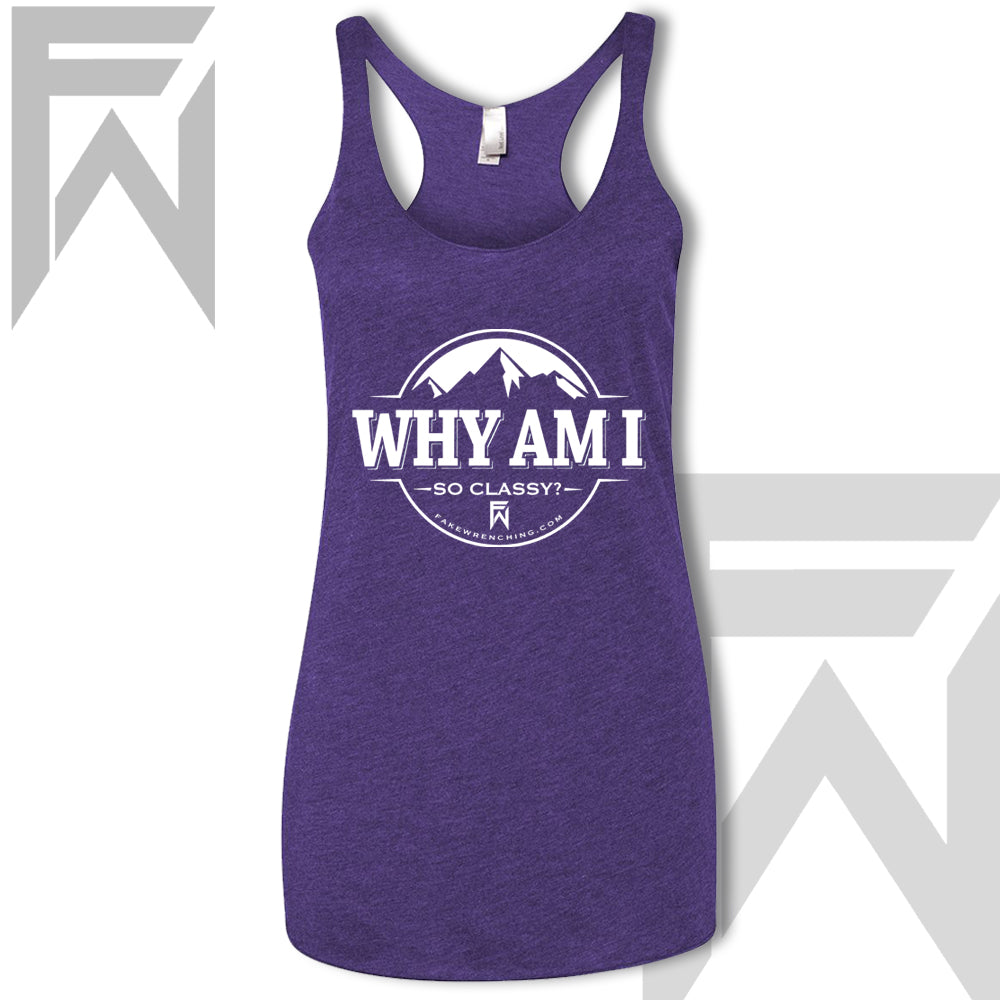 white purple top view 7 — Why Am I So Classy - Racerback Tank