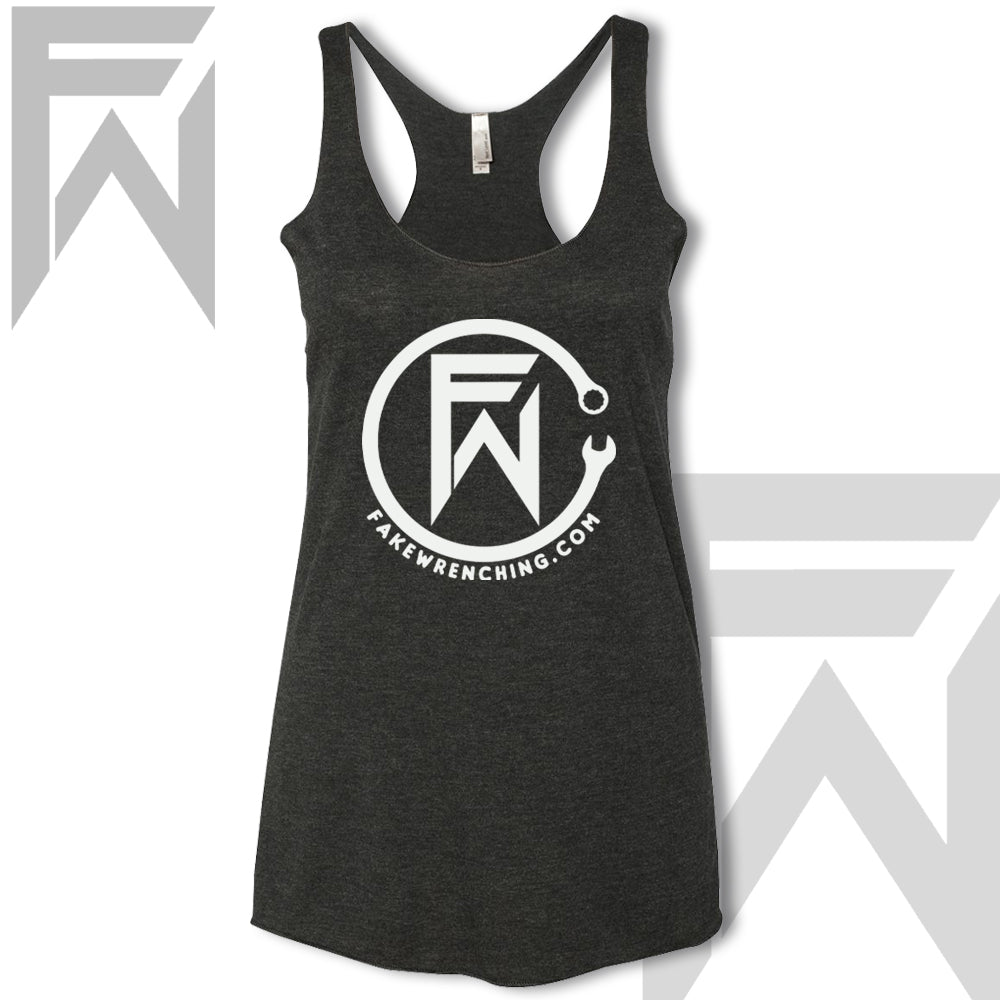 White off-road tank top front — FW CircleWrench Racerback Tank