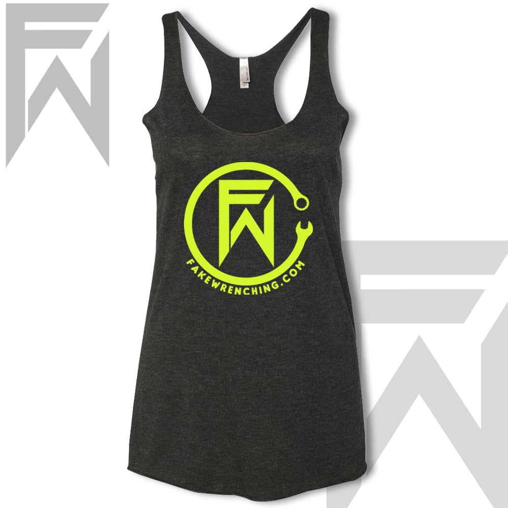 Yellow top view 3 — FW CircleWrench Racerback Tank