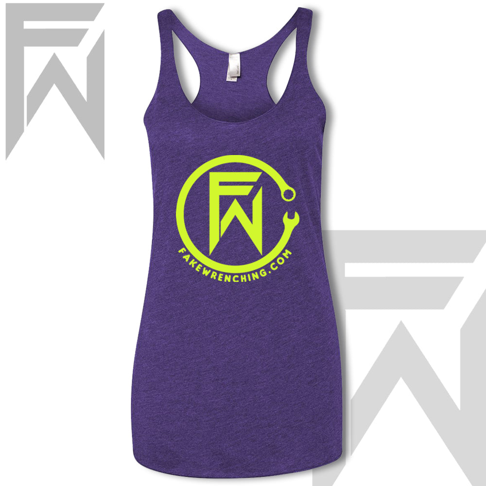 purple yellow top view 7 — FW CircleWrench Racerback Tank