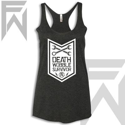 black white off-road tank top front — DWS Badge - Original Racerback Tank