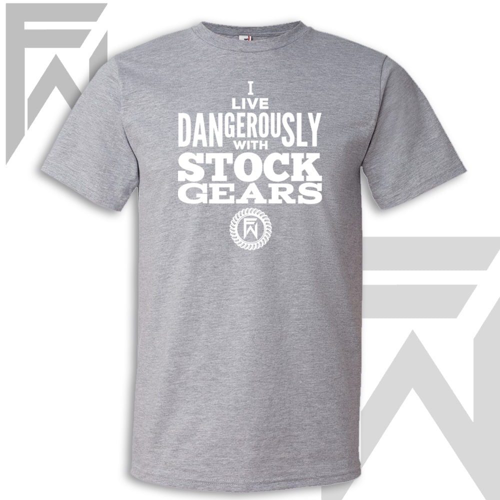 I live dangerously with stock Gears Unisex Shirt