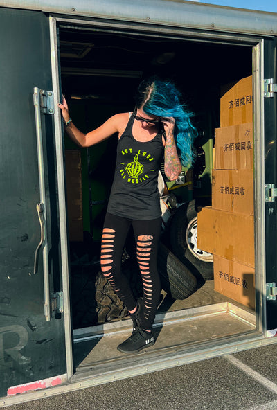 punk tank top front — Not Luck All Hustle Middle Finger Tank