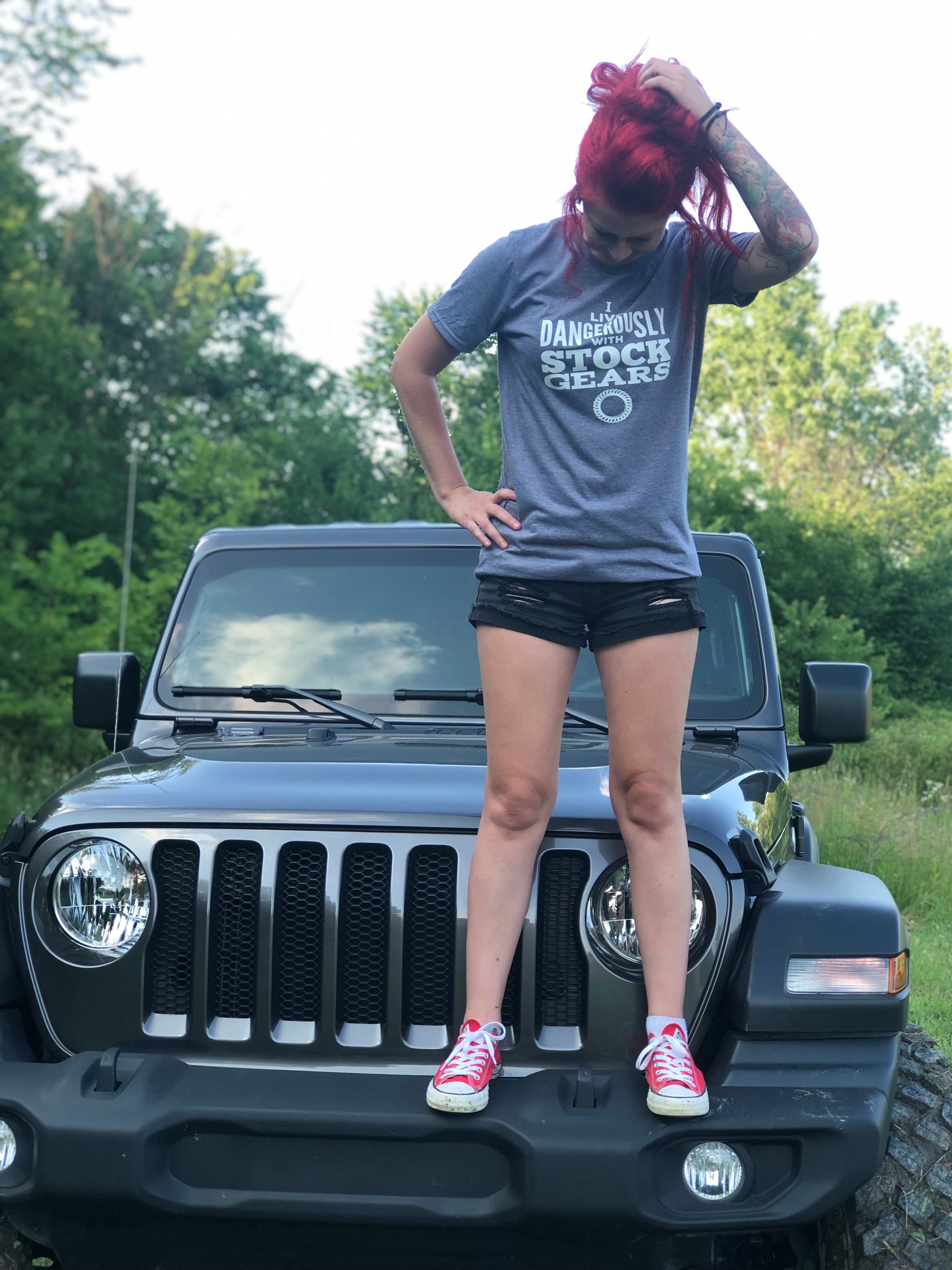 I live dangerously with stock Gears Unisex Shirt