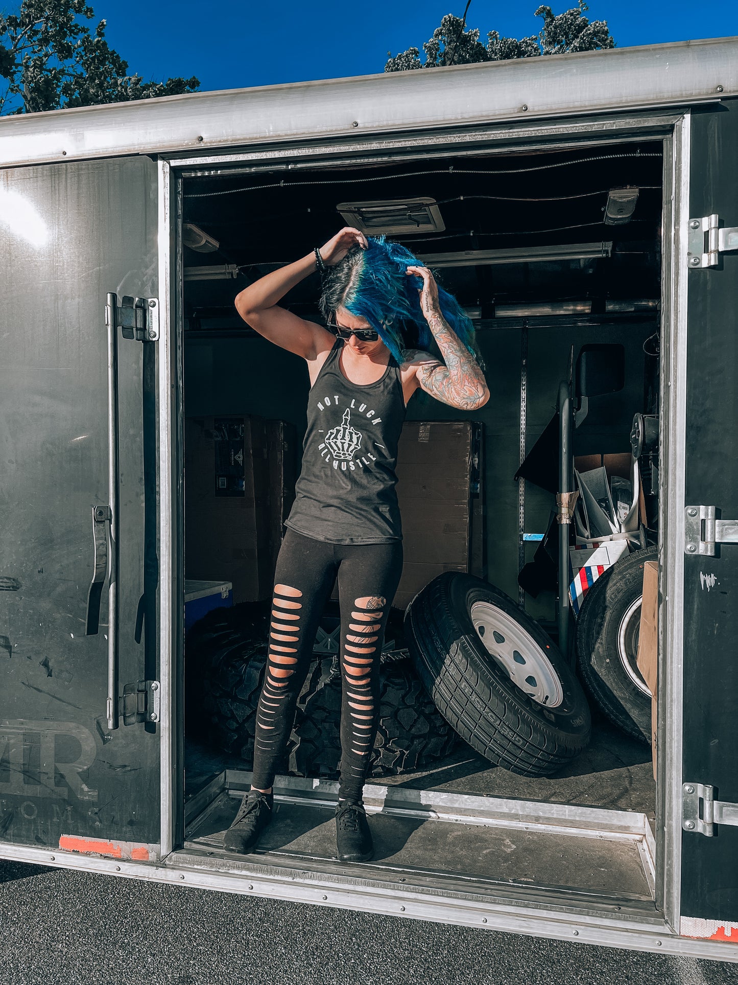 Not Luck All Hustle Middle Finger Tank