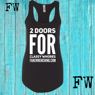 off-road tank top front — 2 doors for classy whores racerback